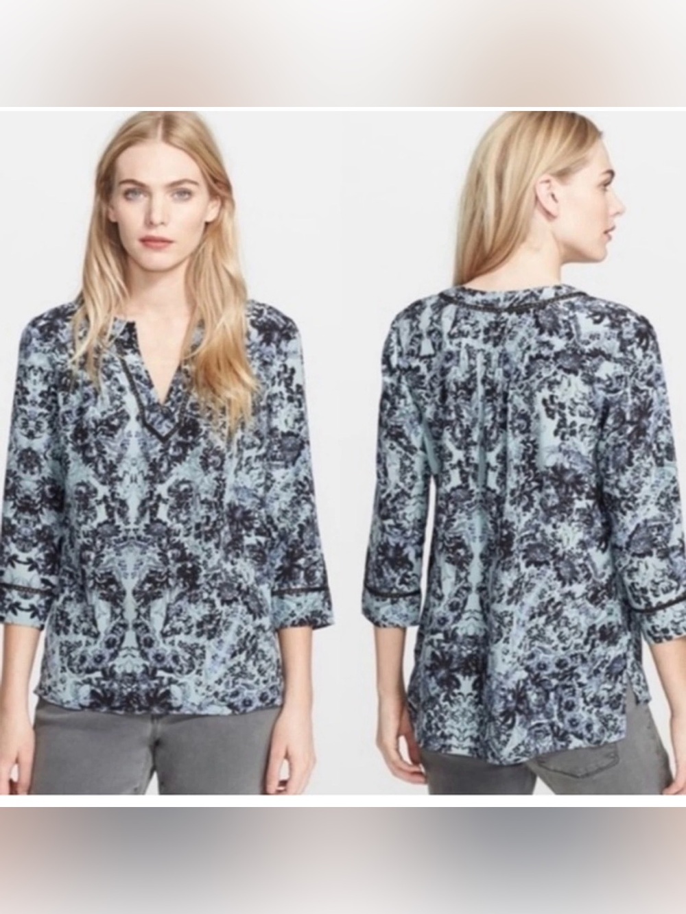 Rebecca Taylor Floral Print Silk Blouse Size 6